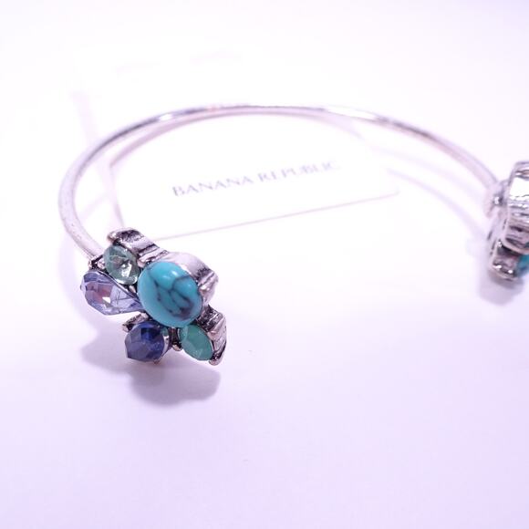 Banana Republic Women's Lapis Turq Gemstone Garlands Cuff Bracelet NWT 48 - Picture 2 of 6